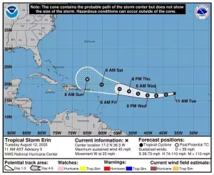 Forecasters Warn Tropical Storm Erin Could Threaten Northeast Caribbean – Antigua News