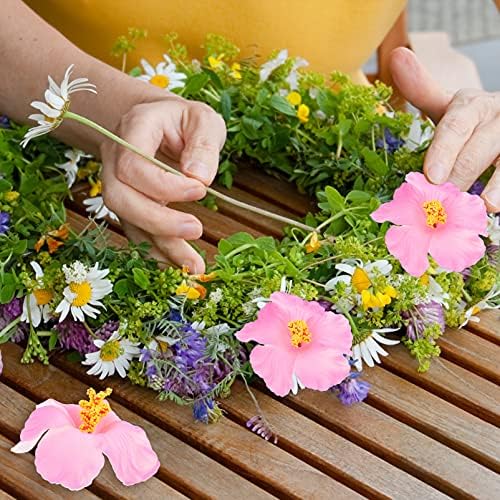 10pcs Pink Hibiscus Artificial Flowers for Diy, Pa... - Image 6