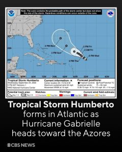 Tropical Storm Humberto forms in the Atlantic as Hurricane Gabrielle takes aim at the Azores – Virgin Islands Free Press