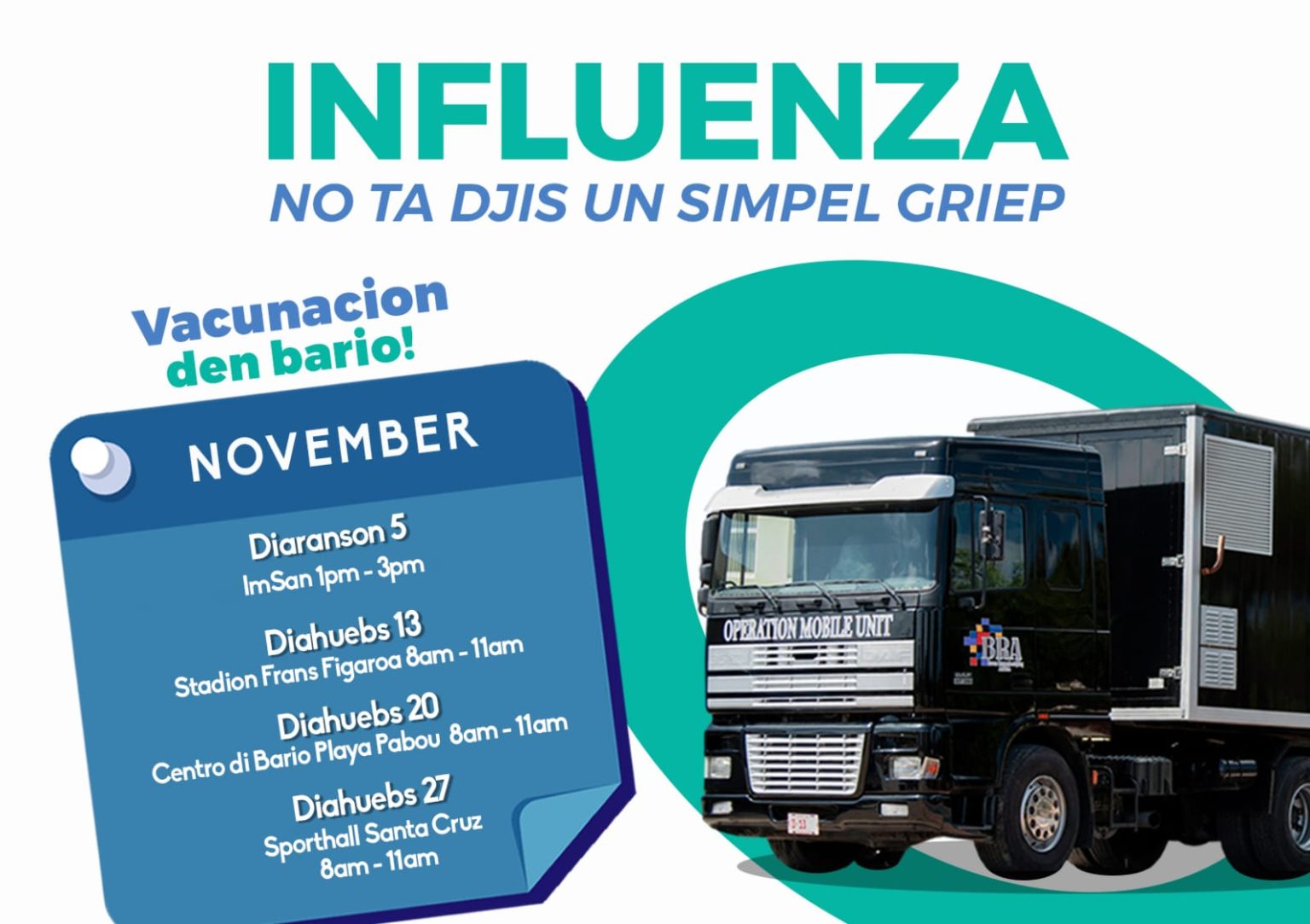 Influenza no ta djis un simpel griep Vacuna di Influenza ta disponibel den Bario – Aruba Native Influenza no ta djis un simpel griep Vacuna di Influenza ta disponibel den Bario – Aruba Native
