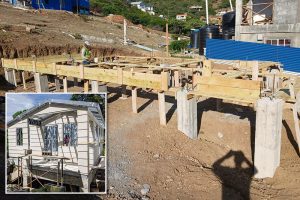 Prefab homes being erected in the Southern Grenadines Prefab homes being erected in the Southern Grenadines