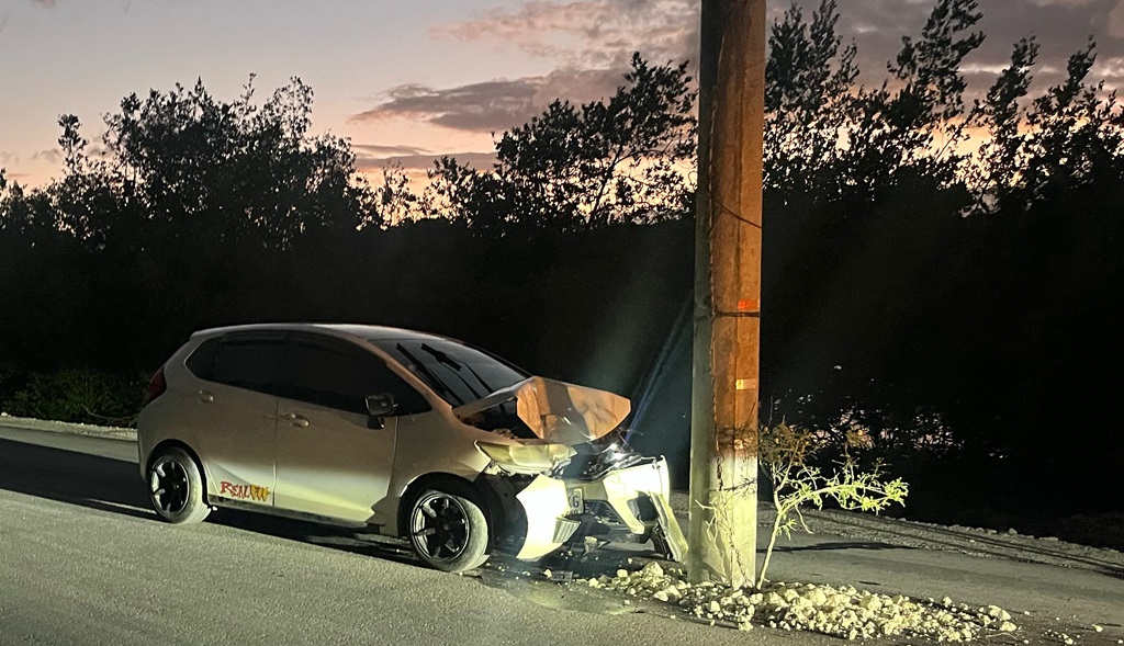 WATCH: Car crashes into utility pole on St Thomas roadway, two hospitalised WATCH: Car crashes into utility pole on St Thomas roadway, two hospitalised