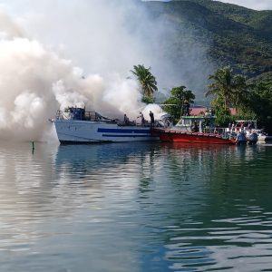 Blaze destroys houseboat at Nanny Cay