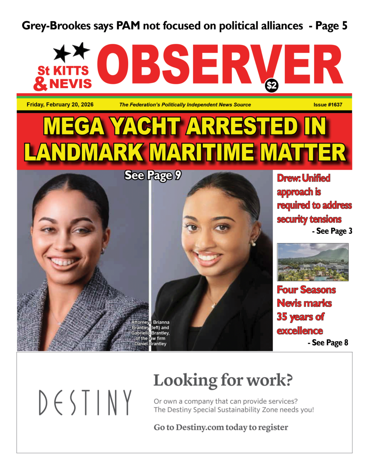 Front Page, 20th, February, 2026