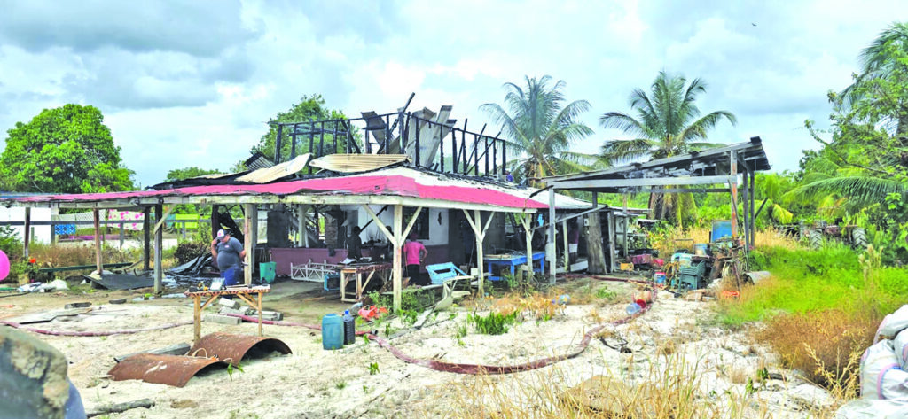 Fire destroys upper flat of Essequibo Coast home