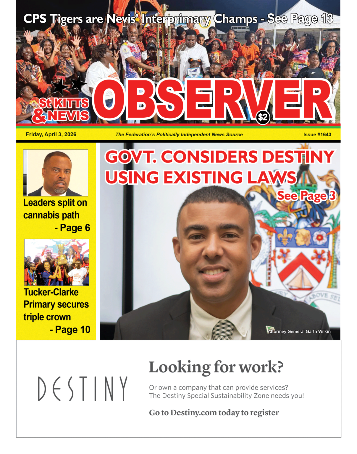 Front Page, 2nd April, 2026